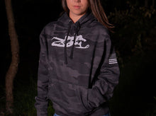 Load image into Gallery viewer, Black Camo Mountain Moblie Hoodie
