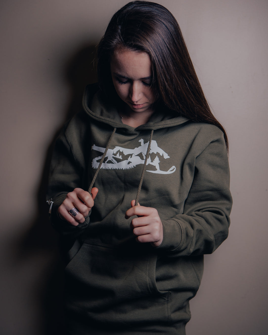 Olive Green Mountain Moblie Hoodie