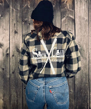 Load image into Gallery viewer, girl wearing an Olive SC Flannel Shirt

